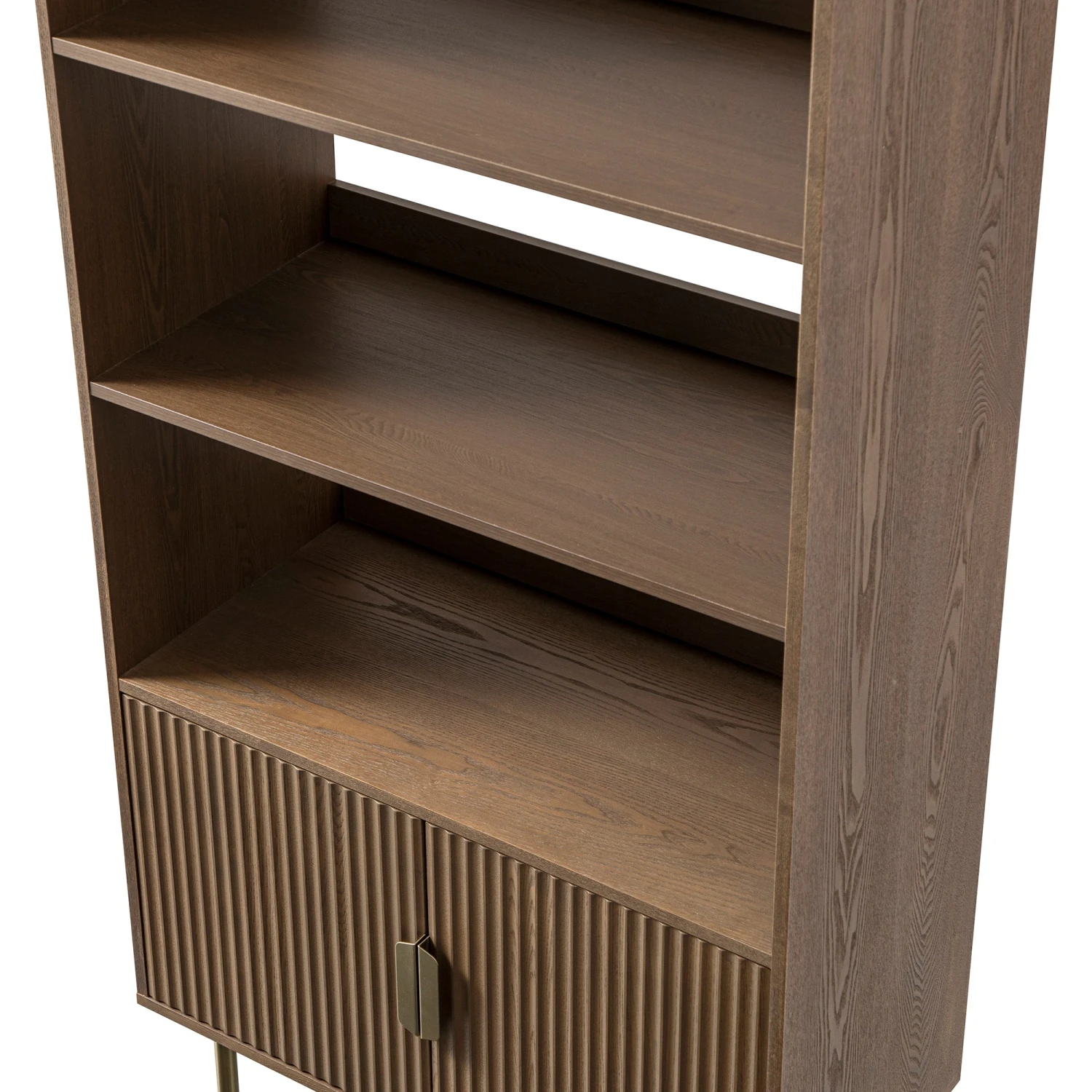 Richmond Ridged Tall Bookcase With Doors, Dark Ash 15 Richmond Ridged Tall Bookcase With Doors, Dark Ash - Image 15