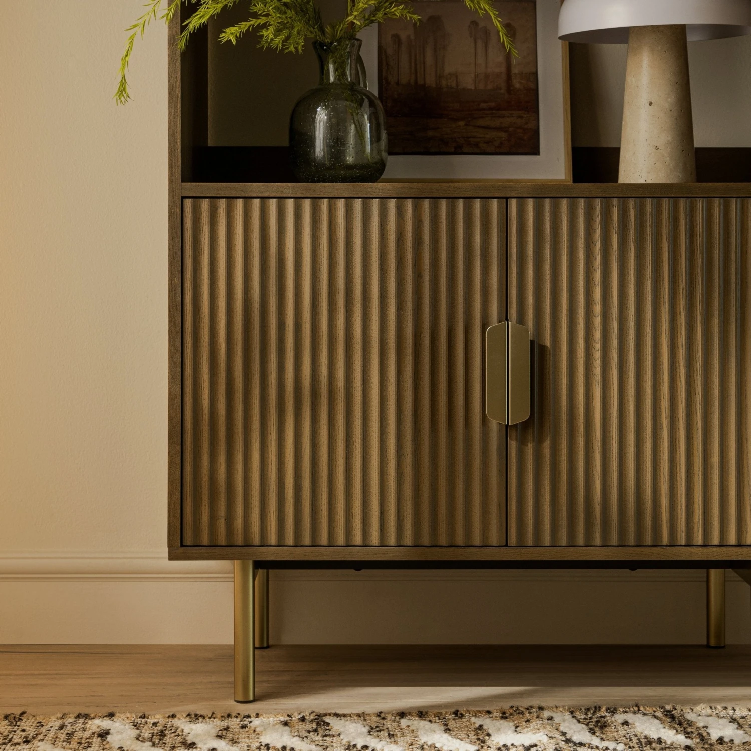 Richmond Ridged Tall Bookcase With Doors, Dark Ash 4 Richmond Ridged Tall Bookcase With Doors, Dark Ash - Image 4