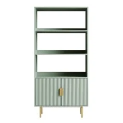 Richmond Ridged Tall Bookcase With Doors, Matte Sage Green 16 Richmond Ridged Tall Bookcase With Doors, Matte Sage Green -Daals Store BSD 124 SAGE WB1