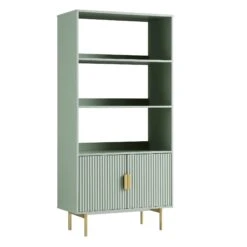 Richmond Ridged Tall Bookcase With Doors, Matte Sage Green 17 Richmond Ridged Tall Bookcase With Doors, Matte Sage Green -Daals Store BSD 124 SAGE WB2