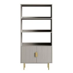 Richmond Ridged Tall Bookcase With Doors, Matte Taupe 16 Richmond Ridged Tall Bookcase With Doors, Matte Taupe -Daals Store BSD 124 TAUPE WB1