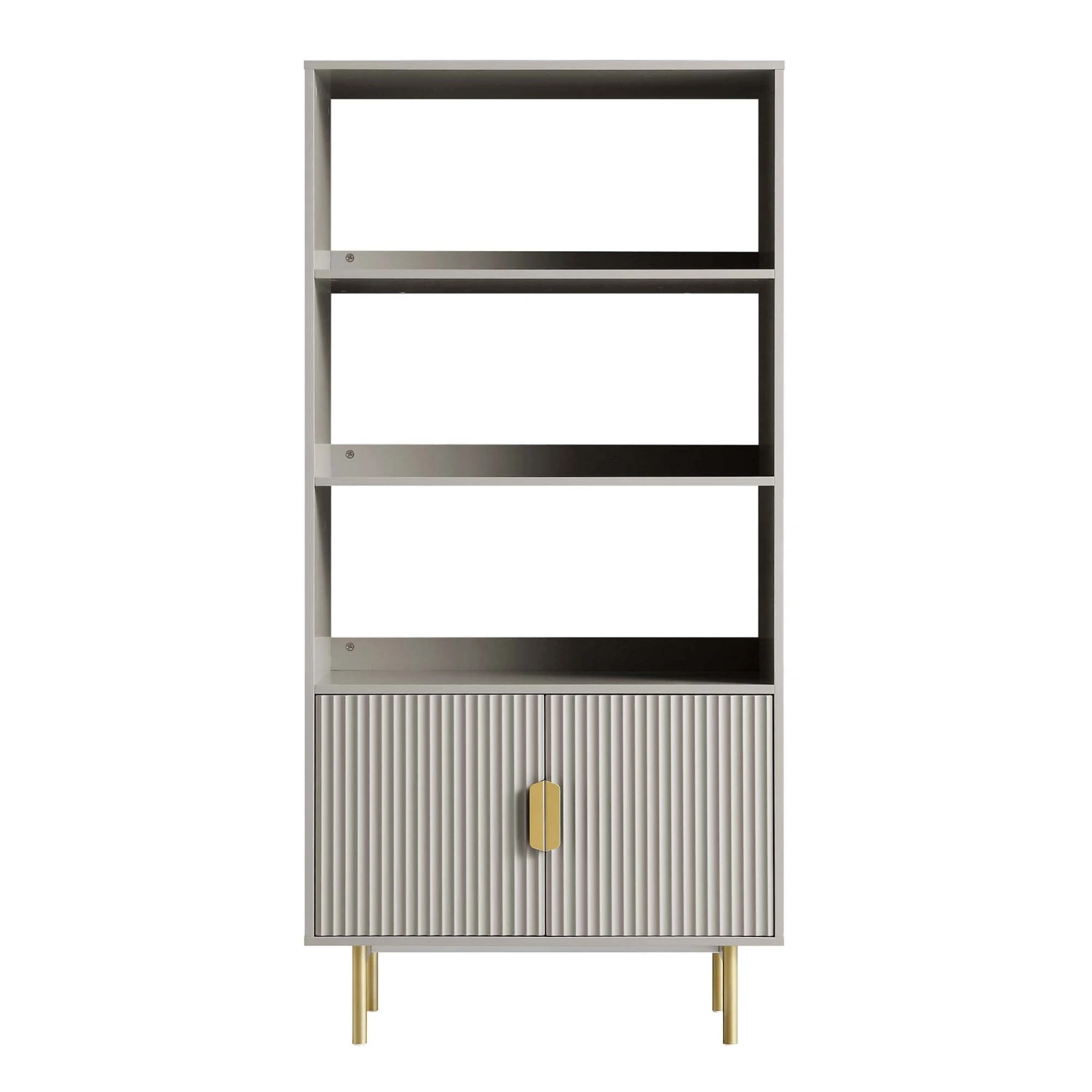 Richmond Ridged Tall Bookcase With Doors, Matte Taupe 4 Richmond Ridged Tall Bookcase With Doors, Matte Taupe - Image 4
