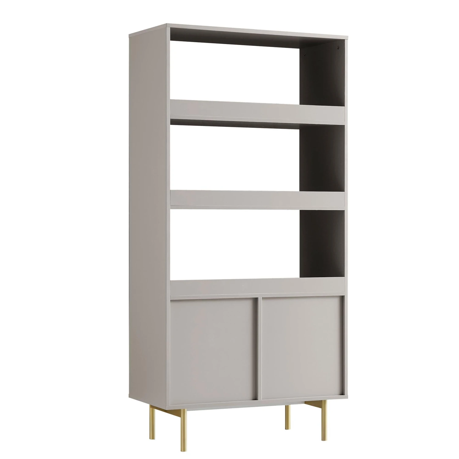 Richmond Ridged Tall Bookcase With Doors, Matte Taupe 9 Richmond Ridged Tall Bookcase With Doors, Matte Taupe - Image 9