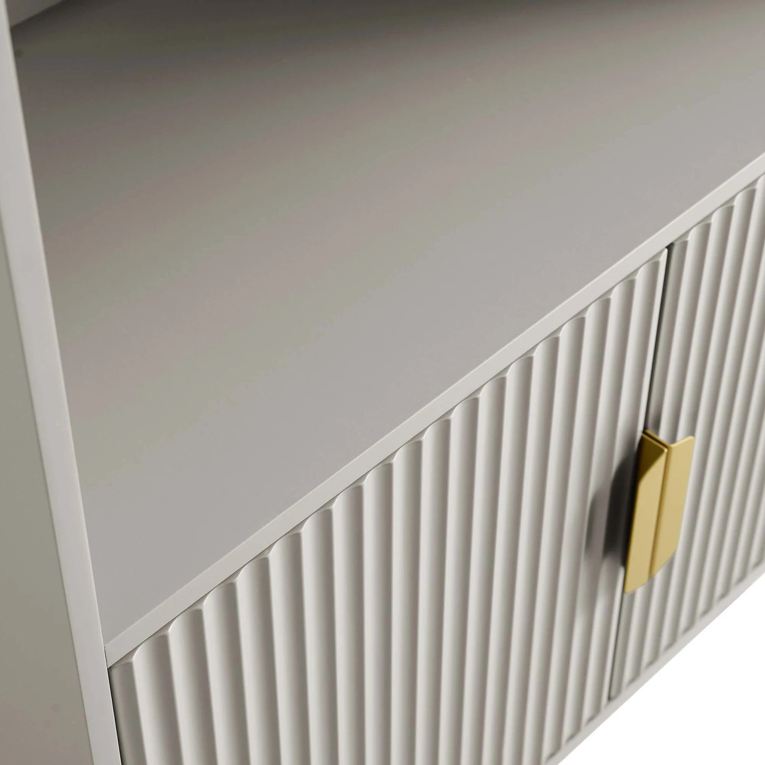 Richmond Ridged Tall Bookcase With Doors, Matte Taupe 11 Richmond Ridged Tall Bookcase With Doors, Matte Taupe - Image 11