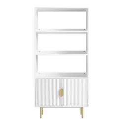Richmond Ridged Tall Bookcase With Doors, Matte White -Daals Store BSD 124 WHITE WB1