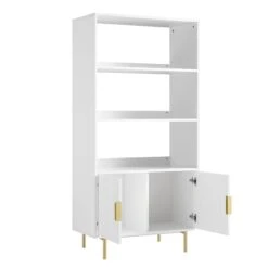 Richmond Ridged Tall Bookcase With Doors, Matte White -Daals Store BSD 124 WHITE WB3