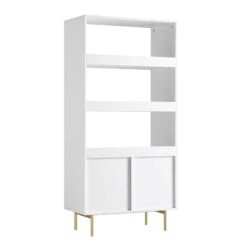 Richmond Ridged Tall Bookcase With Doors, Matte White -Daals Store BSD 124 WHITE WB4