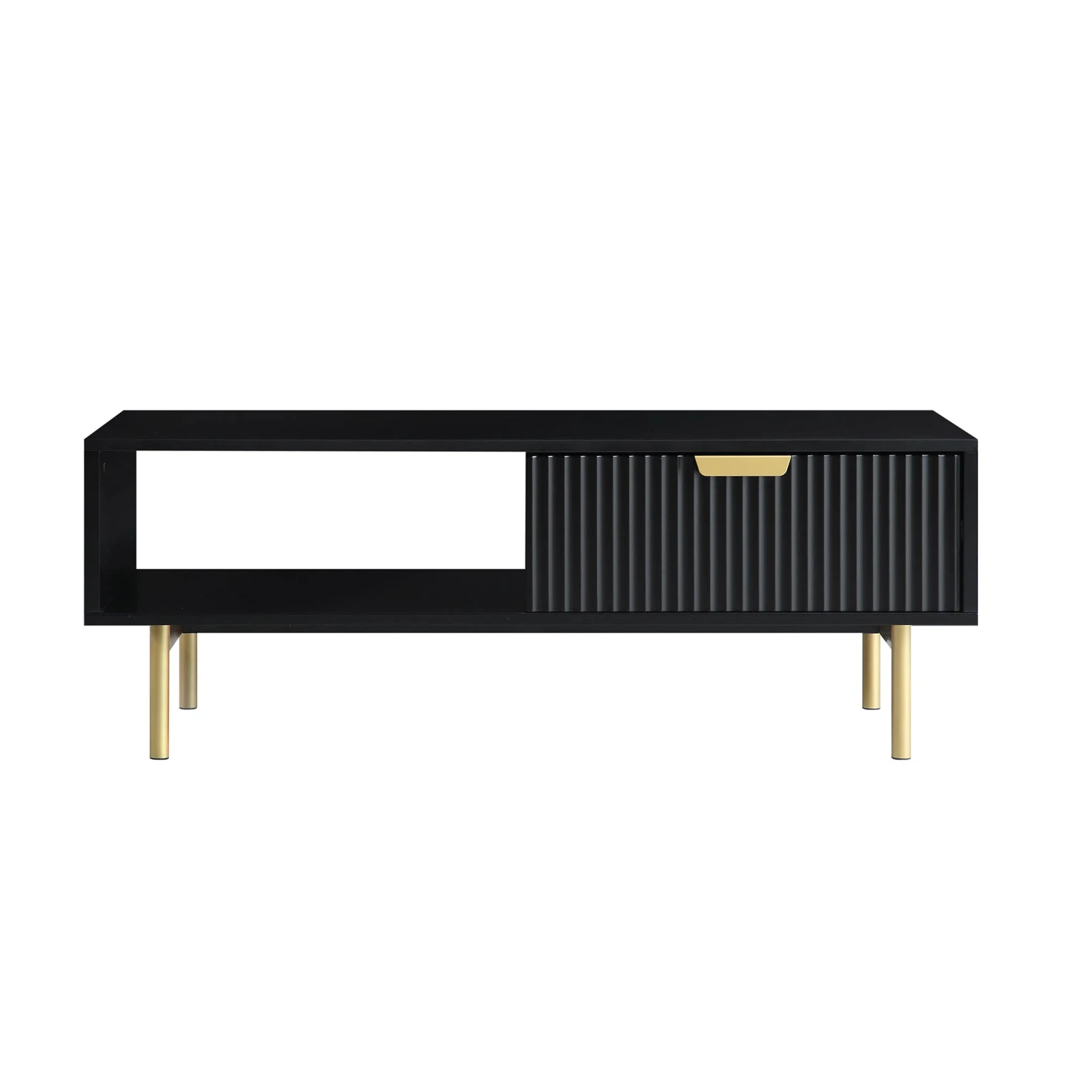 Richmond Ridged Coffee Table With Drawer, Matte Black 6 Richmond Ridged Coffee Table With Drawer, Matte Black - Image 6