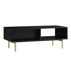 Richmond Ridged Coffee Table With Drawer, Matte Black 25 Richmond Ridged Coffee Table With Drawer, Matte Black -Daals Store BSD 125 BLACK WB6