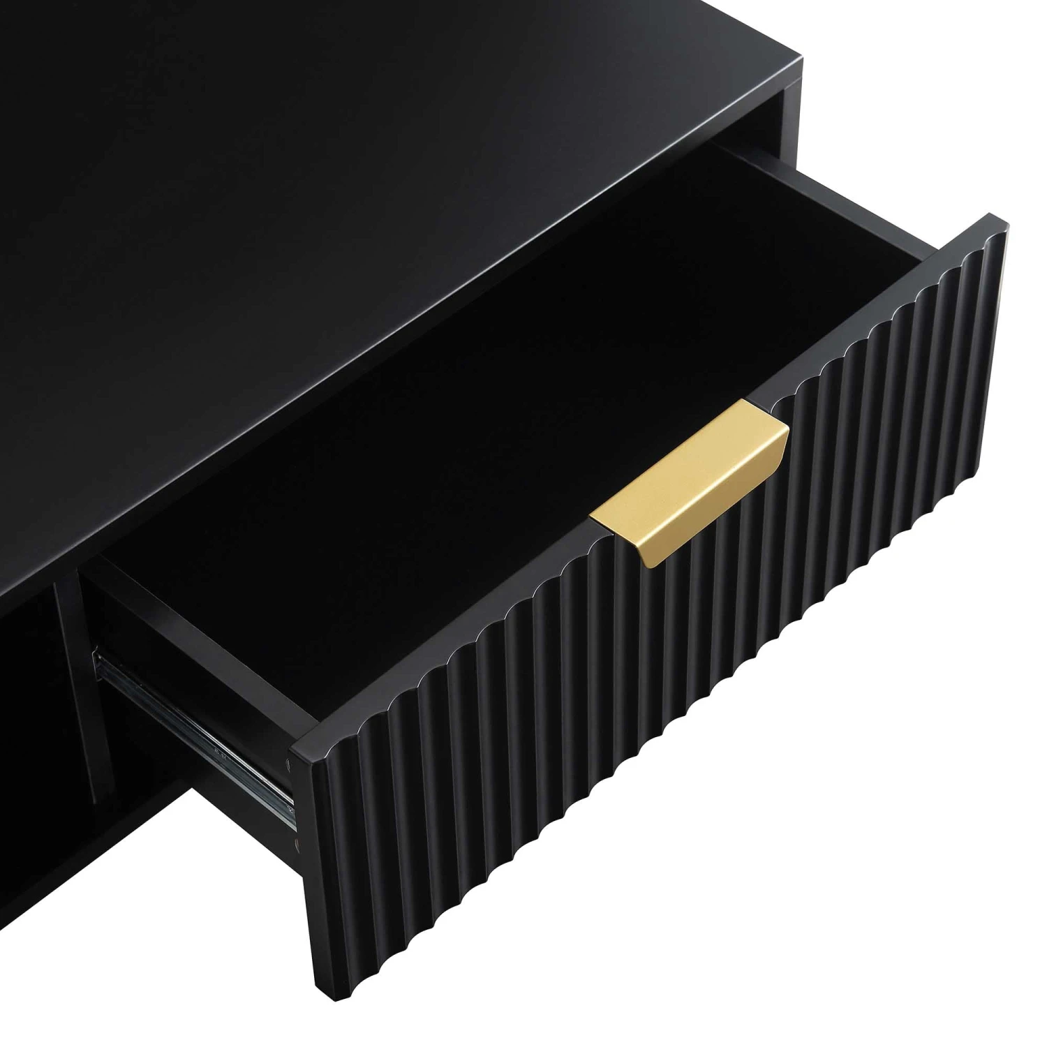 Richmond Ridged Coffee Table With Drawer, Matte Black 13 Richmond Ridged Coffee Table With Drawer, Matte Black - Image 13