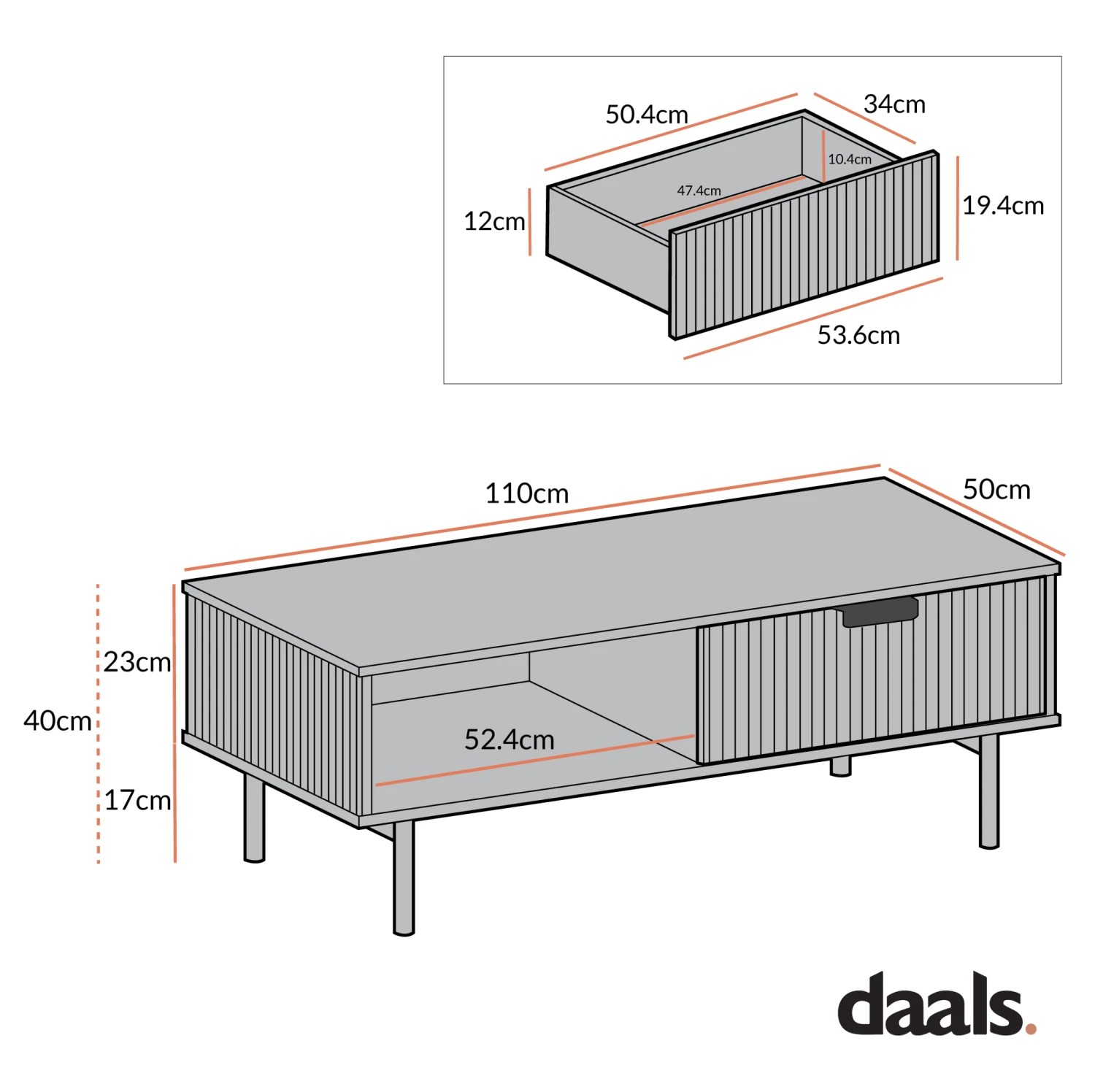 Richmond Ridged Coffee Table With Drawer, Light Ash 3 Richmond Ridged Coffee Table With Drawer, Light Ash - Image 3