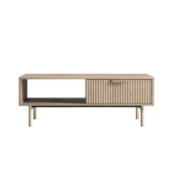 Richmond Ridged Coffee Table With Drawer, Light Ash
