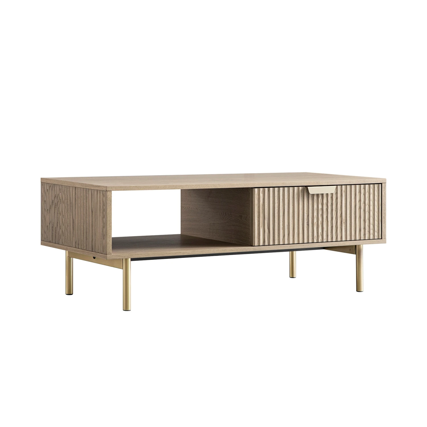 Richmond Ridged Coffee Table With Drawer, Light Ash 2 Richmond Ridged Coffee Table With Drawer, Light Ash - Image 2