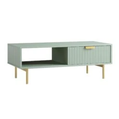 Richmond Ridged Coffee Table With Drawer, Matte Sage Green -Daals Store BSD 125 SAGE WB2