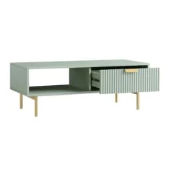 Richmond Ridged Coffee Table With Drawer, Matte Sage Green -Daals Store BSD 125 SAGE WB3
