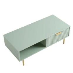 Richmond Ridged Coffee Table With Drawer, Matte Sage Green -Daals Store BSD 125 SAGE WB4