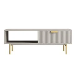 Richmond Ridged Coffee Table With Drawer, Matte Taupe 17 Richmond Ridged Coffee Table With Drawer, Matte Taupe -Daals Store BSD 125 TAUPE WB1 1