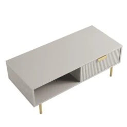 Richmond Ridged Coffee Table With Drawer, Matte Taupe 21 Richmond Ridged Coffee Table With Drawer, Matte Taupe -Daals Store BSD 125 TAUPE WB4 1