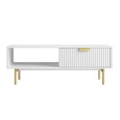 Richmond Ridged Coffee Table With Drawer, Matte White -Daals Store BSD 125 WHITE WB1