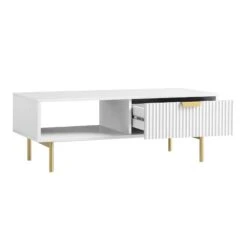Richmond Ridged Coffee Table With Drawer, Matte White -Daals Store BSD 125 WHITE WB3