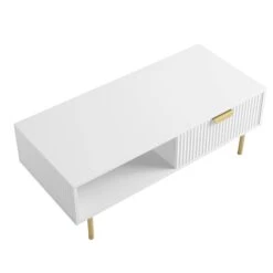 Richmond Ridged Coffee Table With Drawer, Matte White -Daals Store BSD 125 WHITE WB4
