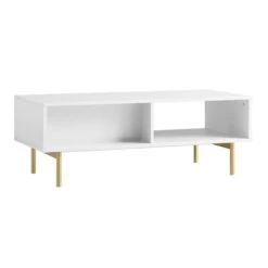 Richmond Ridged Coffee Table With Drawer, Matte White -Daals Store BSD 125 WHITE WB6