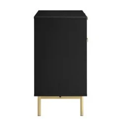 Richmond Ridged Matte Black with Gold Accents – Contemporary Luxe 2-Door 2-Drawer Storage Cabinet -Daals Store BSD 126 BLACK WB4