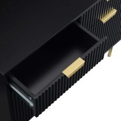 Richmond Ridged Matte Black with Gold Accents – Contemporary Luxe 2-Door 2-Drawer Storage Cabinet -Daals Store BSD 126 BLACK detail2