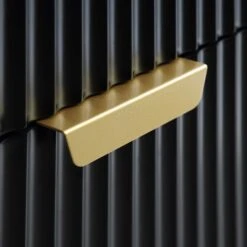 Richmond Ridged Matte Black with Gold Accents – Contemporary Luxe 2-Door 2-Drawer Storage Cabinet -Daals Store BSD 126 BLACK detail3