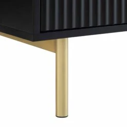 Richmond Ridged Matte Black with Gold Accents – Contemporary Luxe 2-Door 2-Drawer Storage Cabinet -Daals Store BSD 126 BLACK detail4