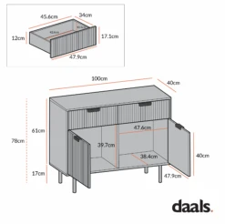 Richmond Ridged 2-Door Cabinet With Drawers, Light Ash 11 Richmond Ridged 2-Door Cabinet With Drawers, Light Ash -Daals Store BSD 126 CHART