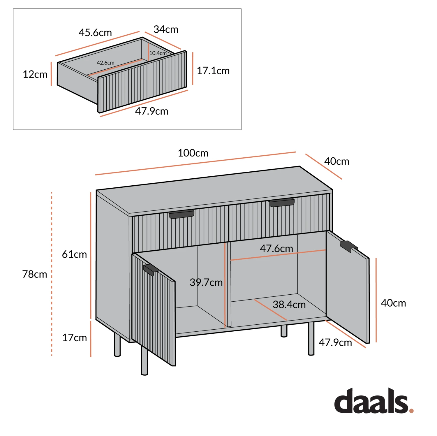 Richmond Ridged 2-Door Cabinet With Drawers, Light Ash 3 Richmond Ridged 2-Door Cabinet With Drawers, Light Ash - Image 3