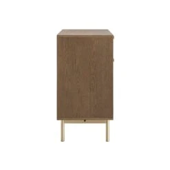 Richmond Dark Ash Ridged 2-Door Cabinet – Textured Wood Storage with Gold Accents -Daals Store BSD 126 DARKWOOD WB4