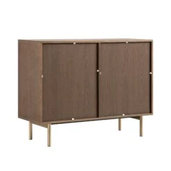 Richmond Dark Ash Ridged 2-Door Cabinet – Textured Wood Storage with Gold Accents -Daals Store BSD 126 DARKWOOD WB5