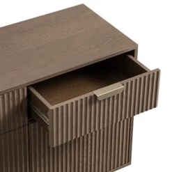 Richmond Dark Ash Ridged 2-Door Cabinet – Textured Wood Storage with Gold Accents -Daals Store BSD 126 DARKWOOD detail2