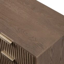 Richmond Dark Ash Ridged 2-Door Cabinet – Textured Wood Storage with Gold Accents -Daals Store BSD 126 DARKWOOD detail3