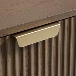 Richmond Dark Ash Ridged 2-Door Cabinet – Textured Wood Storage with Gold Accents -Daals Store BSD 126 DARKWOOD detail4