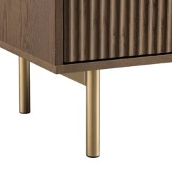 Richmond Dark Ash Ridged 2-Door Cabinet – Textured Wood Storage with Gold Accents -Daals Store BSD 126 DARKWOOD detail5