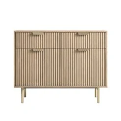 Richmond Ridged 2-Door Cabinet With Drawers, Light Ash