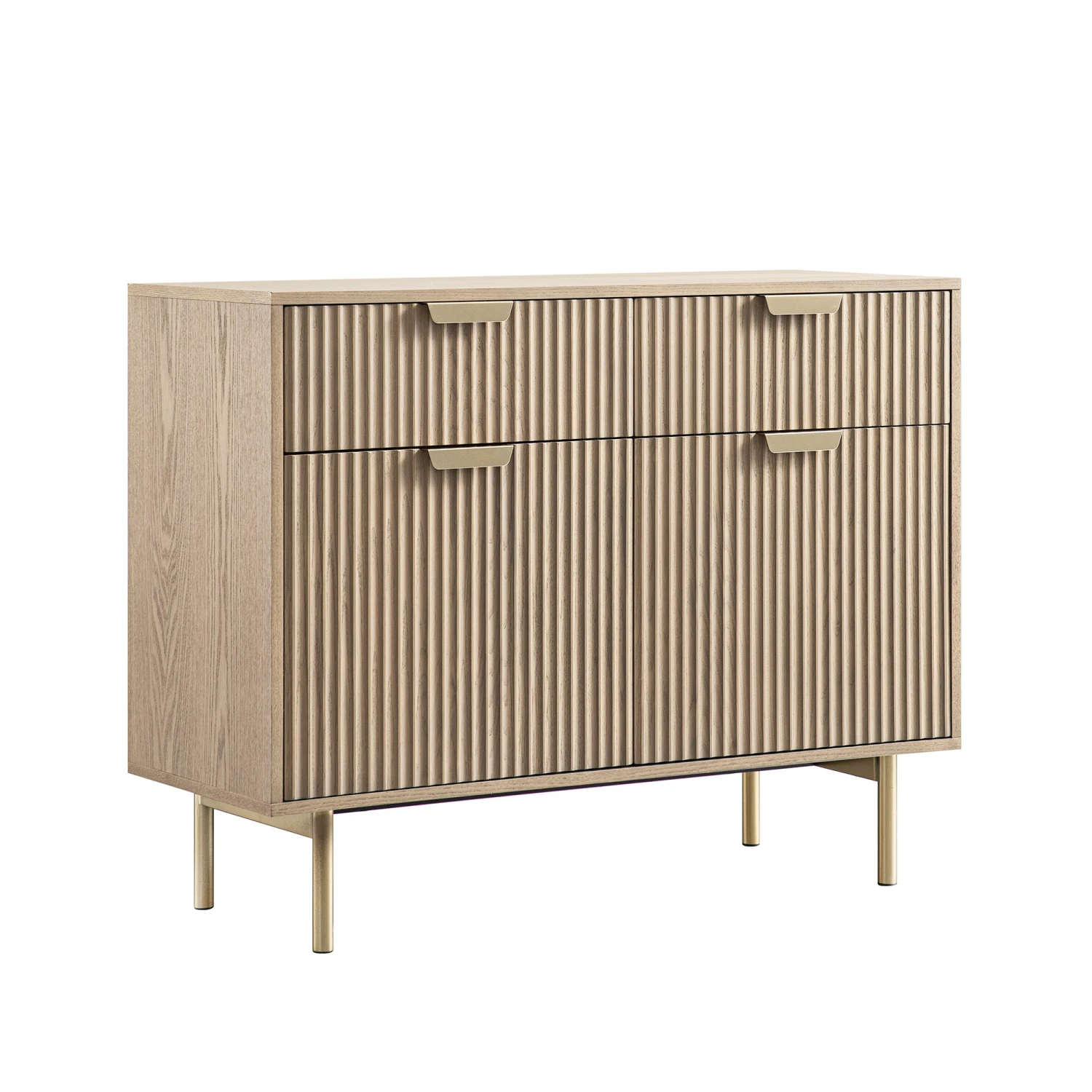Richmond Ridged 2-Door Cabinet With Drawers, Light Ash 2 Richmond Ridged 2-Door Cabinet With Drawers, Light Ash - Image 2