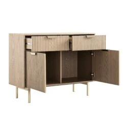 Richmond Ridged 2-Door Cabinet With Drawers, Light Ash 12 Richmond Ridged 2-Door Cabinet With Drawers, Light Ash -Daals Store BSD 126 LIGHTWOOD WB3