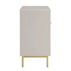 Richmond Ridged 2-Door Cabinet with 2 Drawers – Matte Taupe and Gold Contemporary Industrial Sideboard -Daals Store BSD 126 TAUPE WB4