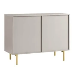 Richmond Ridged 2-Door Cabinet with 2 Drawers – Matte Taupe and Gold Contemporary Industrial Sideboard -Daals Store BSD 126 TAUPE WB5