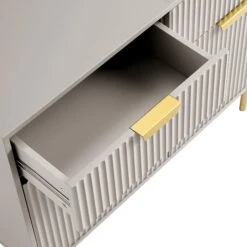 Richmond Ridged 2-Door Cabinet with 2 Drawers – Matte Taupe and Gold Contemporary Industrial Sideboard -Daals Store BSD 126 TAUPE detail2