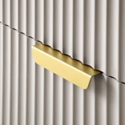 Richmond Ridged 2-Door Cabinet with 2 Drawers – Matte Taupe and Gold Contemporary Industrial Sideboard -Daals Store BSD 126 TAUPE detail3