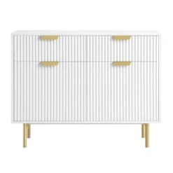 Richmond Ridged 2-Door Cabinet with Drawers β Matte White and Gold Luxe Sideboard 14 Richmond Ridged 2-Door Cabinet with Drawers β Matte White and Gold Luxe Sideboard -Daals Store BSD 126 WHITE WB1