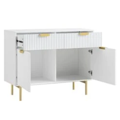 Richmond Ridged 2-Door Cabinet with Drawers β Matte White and Gold Luxe Sideboard 15 Richmond Ridged 2-Door Cabinet with Drawers β Matte White and Gold Luxe Sideboard -Daals Store BSD 126 WHITE WB2
