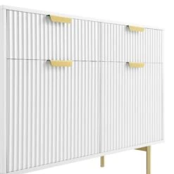 Richmond Ridged 2-Door Cabinet with Drawers β Matte White and Gold Luxe Sideboard 20 Richmond Ridged 2-Door Cabinet with Drawers β Matte White and Gold Luxe Sideboard -Daals Store BSD 126 WHITE detail1
