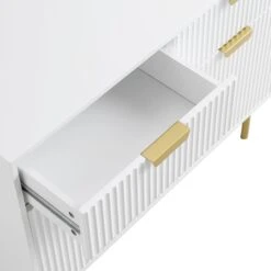 Richmond Ridged 2-Door Cabinet with Drawers β Matte White and Gold Luxe Sideboard 21 Richmond Ridged 2-Door Cabinet with Drawers β Matte White and Gold Luxe Sideboard -Daals Store BSD 126 WHITE detail2
