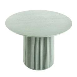 Maru Sage Green Round Oak Pedestal Dining Table – Japandi Fluted Base Design -Daals Store BSD 134 SAGE WB1